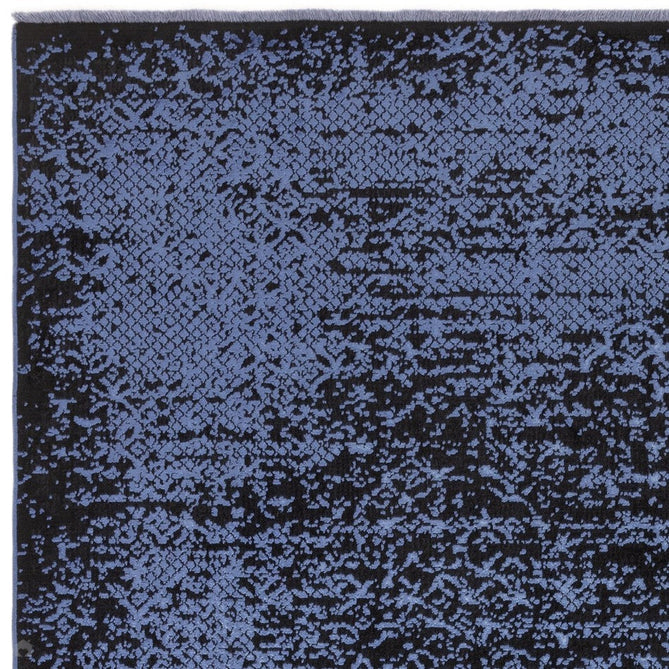 Elodie Modern Abstract Metallic Shimmer Bordered Overdyed Textured Soft-Touch Flatweave Indigo Blue/Black Rug-Asiatic Carpets-Rug Love - The Most Loved Rug Store