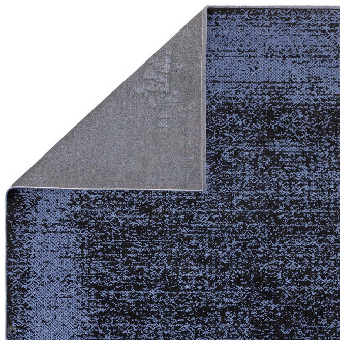 Elodie Modern Abstract Metallic Shimmer Bordered Overdyed Textured Soft-Touch Flatweave Indigo Blue/Black Rug-Asiatic Carpets-Rug Love - The Most Loved Rug Store