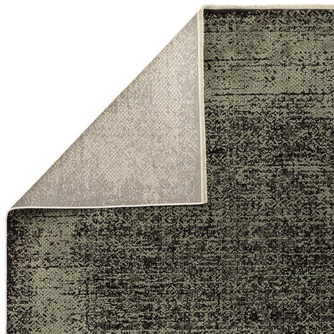 Elodie Modern Abstract Metallic Shimmer Bordered Overdyed Textured Soft-Touch Flatweave Sage Green/Black Rug-Asiatic Carpets-Rug Love - The Most Loved Rug Store