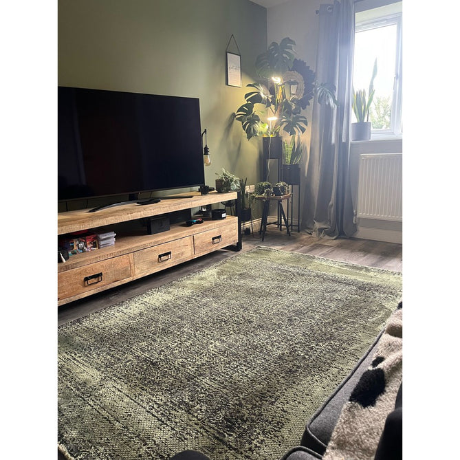Elodie Modern Abstract Metallic Shimmer Bordered Overdyed Textured Soft-Touch Flatweave Sage Green/Black Rug-Asiatic Carpets-Rug Love - The Most Loved Rug Store