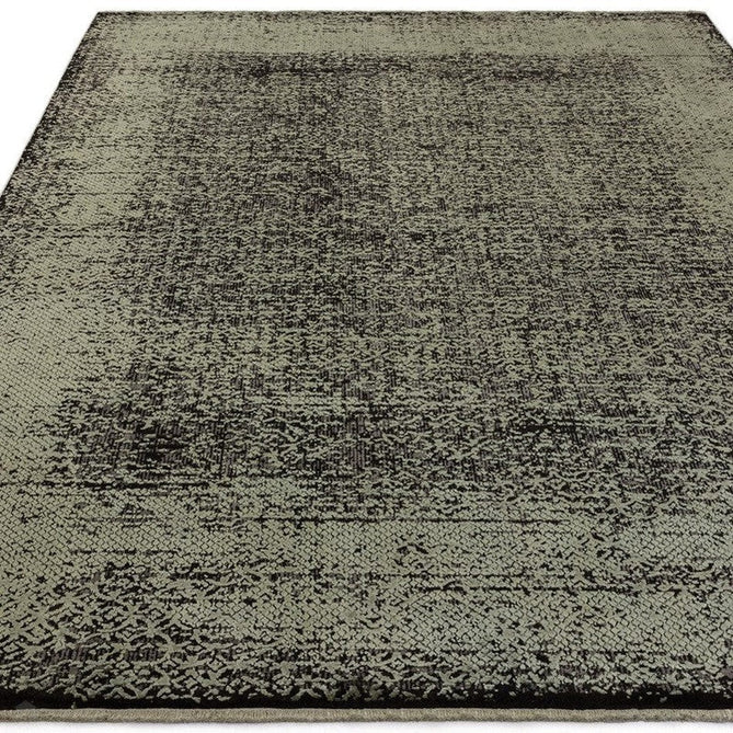 Elodie Modern Abstract Metallic Shimmer Bordered Overdyed Textured Soft-Touch Flatweave Sage Green/Black Rug-Asiatic Carpets-Rug Love - The Most Loved Rug Store