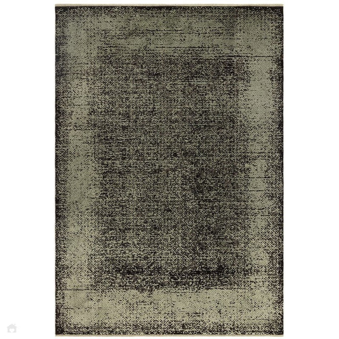 Elodie Modern Abstract Metallic Shimmer Bordered Overdyed Textured Soft-Touch Flatweave Sage Green/Black Rug-Asiatic Carpets-Rug Love - The Most Loved Rug Store