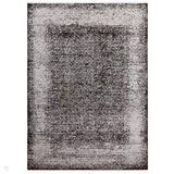 Elodie Modern Abstract Metallic Shimmer Bordered Overdyed Textured Soft-Touch Flatweave Silver/Black Rug