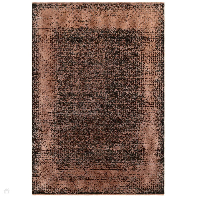 Elodie Modern Abstract Metallic Shimmer Bordered Overdyed Textured Soft-Touch Flatweave Terracotta/Black Rug-Asiatic Carpets-Rug Love - The Most Loved Rug Store