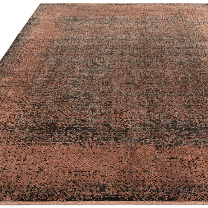 Elodie Modern Abstract Metallic Shimmer Bordered Overdyed Textured Soft-Touch Flatweave Terracotta/Black Rug-Asiatic Carpets-Rug Love - The Most Loved Rug Store
