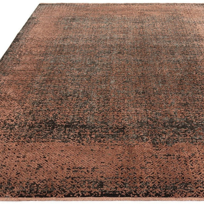 Elodie Modern Abstract Metallic Shimmer Bordered Overdyed Textured Soft-Touch Flatweave Terracotta/Black Rug-Asiatic Carpets-Rug Love - The Most Loved Rug Store