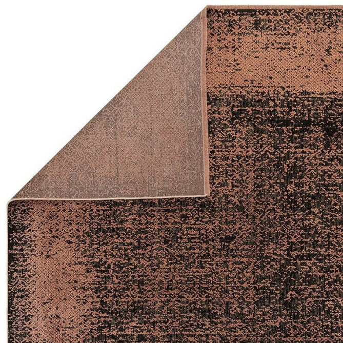 Elodie Modern Abstract Metallic Shimmer Bordered Overdyed Textured Soft-Touch Flatweave Terracotta/Black Rug-Asiatic Carpets-Rug Love - The Most Loved Rug Store