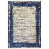 Elodie Modern Abstract Metallic Shimmer Bordered Overdyed Textured Soft-Touch Flatweave Twilight Blue/Gold Rug