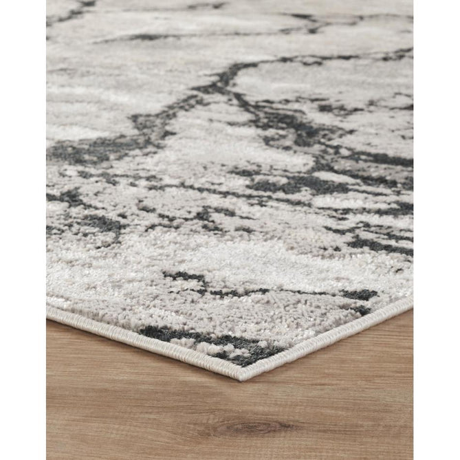 Elysium Huracan ELY03 Modern Abstract Distressed Metallic Shimmer Soft Textured Velvet Touch Polyblend Low Profile Short Pile Stone Grey/Graphite Grey/Charcoal Black/Pewter/Ivory/Silver Sheen Runner-Desire Rugs-Rug Love - The Most Loved Rug Store