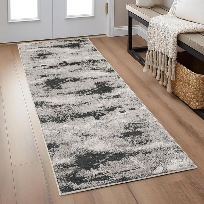Elysium Mist ELY04 Modern Abstract Distressed Metallic Shimmer Soft Textured Velvet Touch Polyblend Low Profile Short Pile Steel Grey/Charcoal Grey/Pewter/Ash Grey/Ivory/Silver Sheen Rug-Desire Rugs-Rug Love - The Most Loved Rug Store