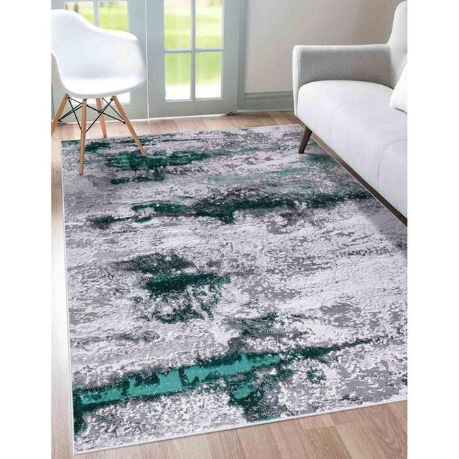 Emperor 310 Onyx EMP10 Modern Abstract Distressed Metallic Shimmer Soft Textured Hi-Lo Polyblend Short Pile Aqua Green/Steel Grey/Ivory/Silver/Charcoal Grey/Soft Taupe Rug-Desire Rugs-Rug Love - The Most Loved Rug Store