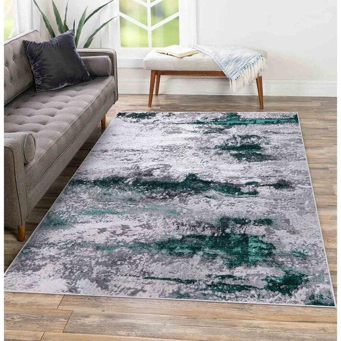 Emperor 310 Onyx EMP10 Modern Abstract Distressed Metallic Shimmer Soft Textured Hi-Lo Polyblend Short Pile Aqua Green/Steel Grey/Ivory/Silver/Charcoal Grey/Soft Taupe Rug-Desire Rugs-Rug Love - The Most Loved Rug Store
