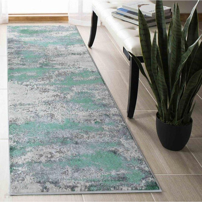 Emperor 310 Onyx EMP10 Modern Abstract Distressed Metallic Shimmer Soft Textured Hi-Lo Polyblend Short Pile Aqua Green/Steel Grey/Ivory/Silver/Charcoal Grey/Soft Taupe Rug-Desire Rugs-Rug Love - The Most Loved Rug Store