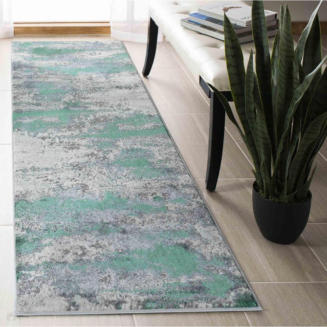 Emperor 310 Onyx EMP10 Modern Abstract Distressed Metallic Shimmer Soft Textured Hi-Lo Polyblend Short Pile Aqua Runner-Desire Rugs-Rug Love - The Most Loved Rug Store