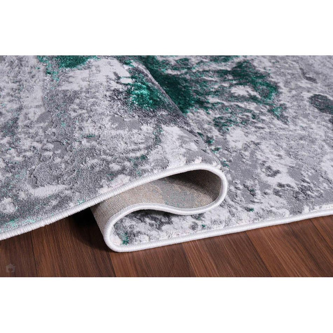 Emperor 310 Onyx EMP10 Modern Abstract Distressed Metallic Shimmer Soft Textured Hi-Lo Polyblend Short Pile Aqua Runner-Desire Rugs-Rug Love - The Most Loved Rug Store