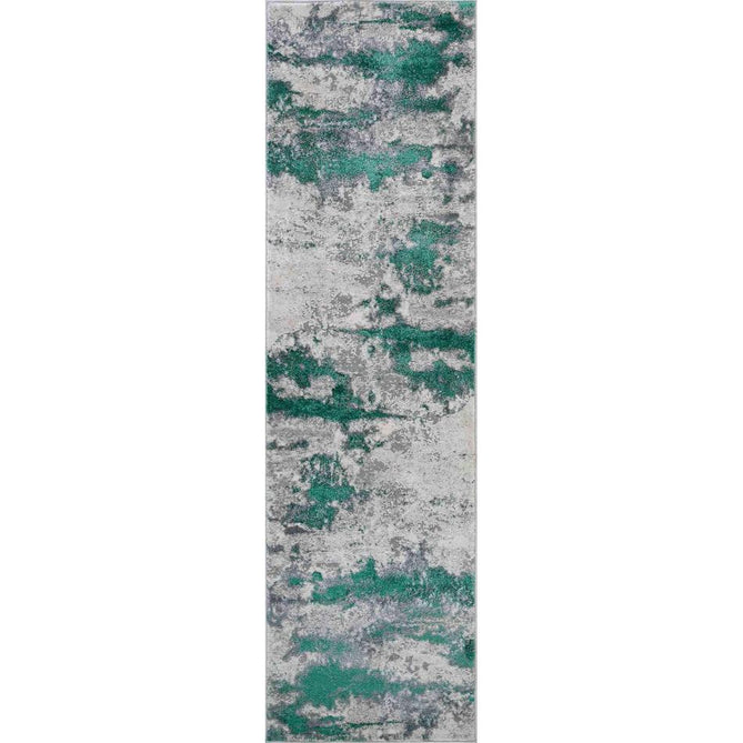 Emperor 310 Onyx EMP10 Modern Abstract Distressed Metallic Shimmer Soft Textured Hi-Lo Polyblend Short Pile Aqua Runner-Desire Rugs-Rug Love - The Most Loved Rug Store