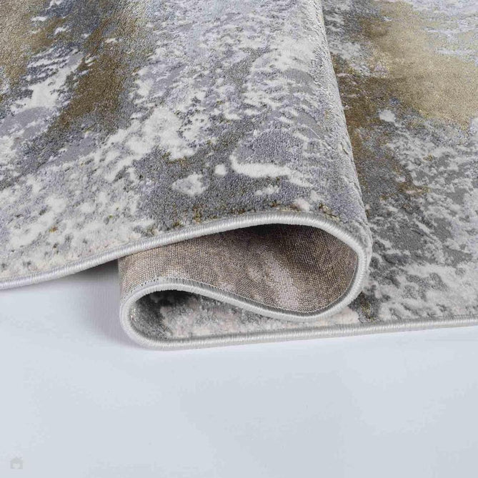 Emperor 310 Onyx EMP10 Modern Abstract Distressed Metallic Shimmer Soft Textured Hi-Lo Polyblend Short Pile Gold Runner-Desire Rugs-Rug Love - The Most Loved Rug Store