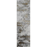 Emperor 310 Onyx EMP10 Modern Abstract Distressed Metallic Shimmer Soft Textured Hi-Lo Polyblend Short Pile Gold Runner