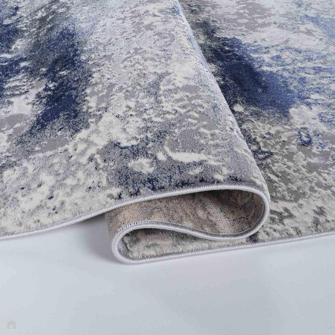 Emperor 310 Onyx EMP10 Modern Abstract Distressed Metallic Shimmer Soft Textured Hi-Lo Polyblend Short Pile Navy Runner-Desire Rugs-Rug Love - The Most Loved Rug Store