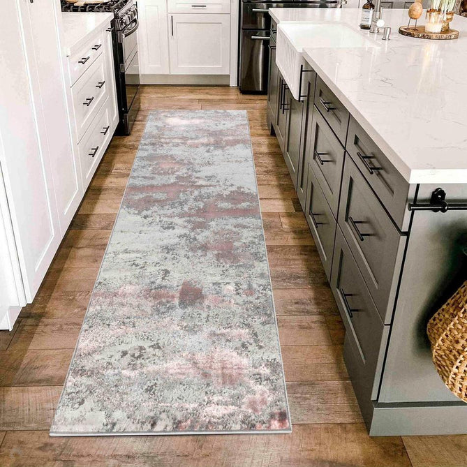 Emperor 310 Onyx EMP10 Modern Abstract Distressed Metallic Shimmer Soft Textured Hi-Lo Polyblend Short Pile Pink Runner-Desire Rugs-Rug Love - The Most Loved Rug Store
