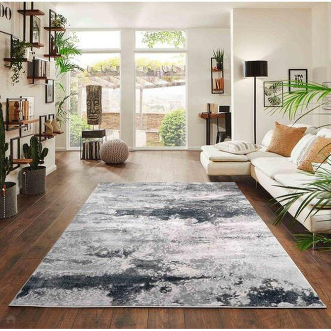 Emperor 310 Onyx EMP10 Modern Abstract Distressed Metallic Shimmer Soft Textured Hi-Lo Polyblend Short Pile Silver Rug-Desire Rugs-Rug Love - The Most Loved Rug Store