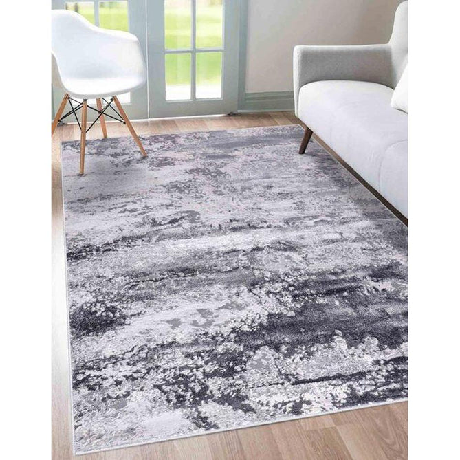 Emperor 310 Onyx EMP10 Modern Abstract Distressed Metallic Shimmer Soft Textured Hi-Lo Polyblend Short Pile Silver Rug-Desire Rugs-Rug Love - The Most Loved Rug Store