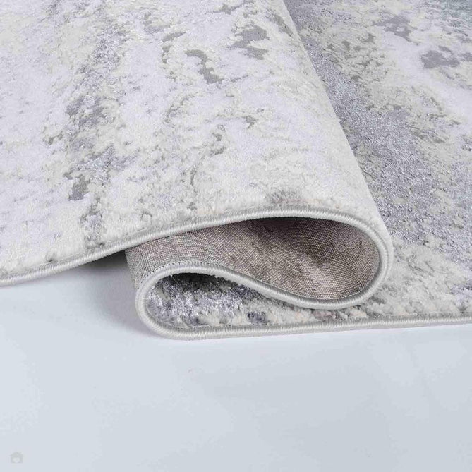 Emperor 310 Onyx EMP10 Modern Abstract Distressed Metallic Shimmer Soft Textured Hi-Lo Polyblend Short Pile Silver Runner-Desire Rugs-Rug Love - The Most Loved Rug Store
