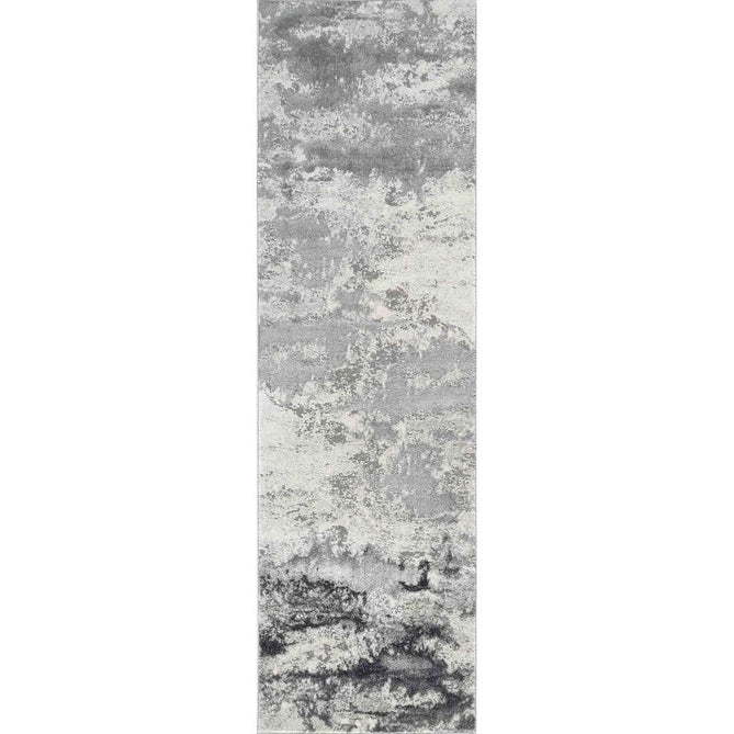 Emperor 310 Onyx EMP10 Modern Abstract Distressed Metallic Shimmer Soft Textured Hi-Lo Polyblend Short Pile Silver Runner-Desire Rugs-Rug Love - The Most Loved Rug Store