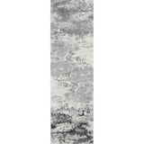 Emperor 310 Onyx EMP10 Modern Abstract Distressed Metallic Shimmer Soft Textured Hi-Lo Polyblend Short Pile Silver Runner