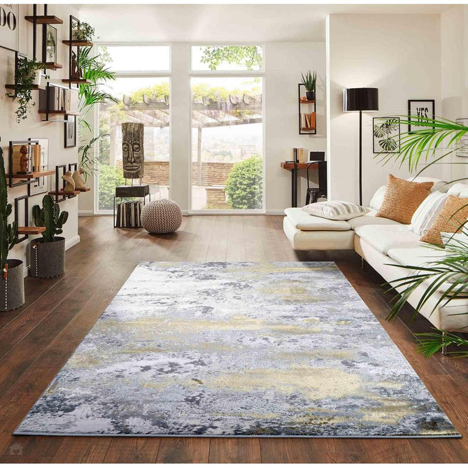 Emperor 310 Onyx EMP10 Modern Abstract Distressed Metallic Shimmer Soft Textured Hi-Lo Polyblend Short Pile Soft Grey/Taupe/Charcoal Grey/Muted Gold/Off White/Pewter Rug-Desire Rugs-Rug Love - The Most Loved Rug Store