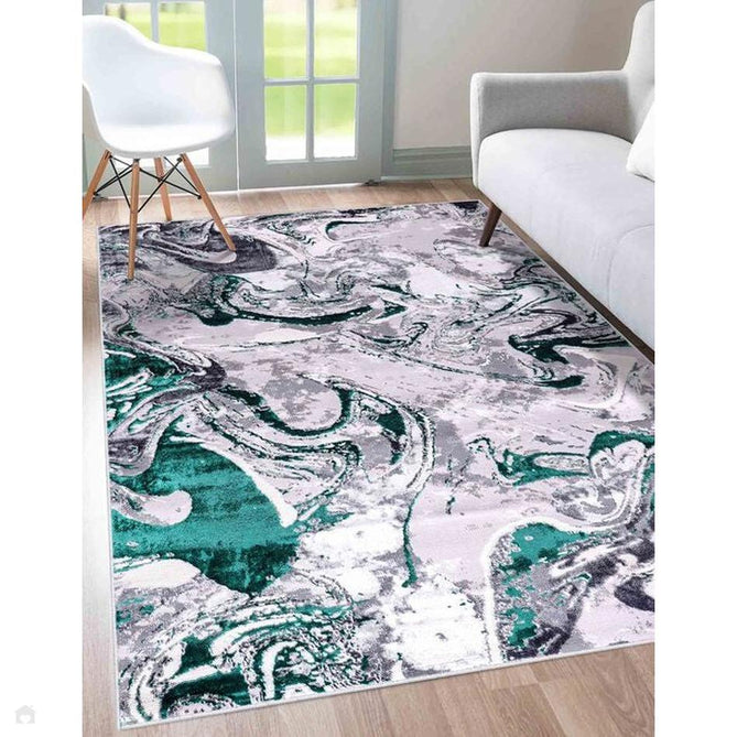 Emperor 315 Solarius EMP15 Modern Abstract Distressed Metallic Shimmer Soft Textured Hi-Lo Polyblend Short Pile Aqua Rug-Desire Rugs-Rug Love - The Most Loved Rug Store