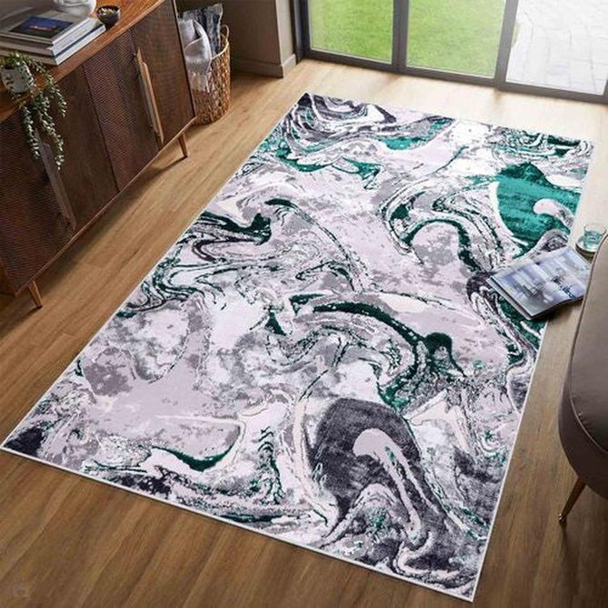 Emperor 315 Solarius EMP15 Modern Abstract Distressed Metallic Shimmer Soft Textured Hi-Lo Polyblend Short Pile Aqua Rug-Desire Rugs-Rug Love - The Most Loved Rug Store
