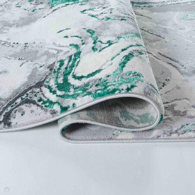 Emperor 315 Solarius EMP15 Modern Abstract Distressed Metallic Shimmer Soft Textured Hi-Lo Polyblend Short Pile Aqua Runner