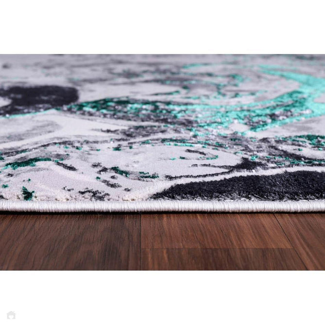 Emperor 315 Solarius EMP15 Modern Abstract Distressed Metallic Shimmer Soft Textured Hi-Lo Polyblend Short Pile Aqua Runner