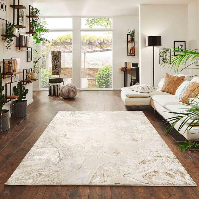 Emperor 315 Solarius EMP15 Modern Abstract Distressed Metallic Shimmer Soft Textured Hi-Lo Polyblend Short Pile Beige Rug-Desire Rugs-Rug Love - The Most Loved Rug Store