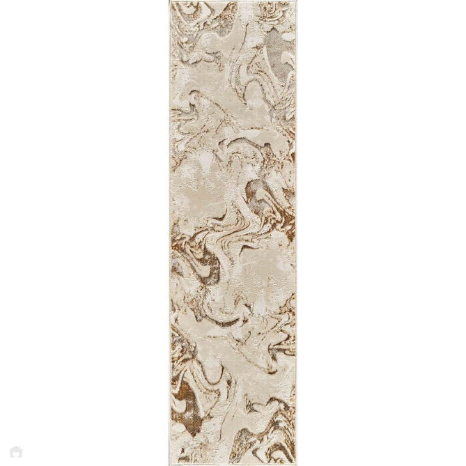 Emperor 315 Solarius EMP15 Modern Abstract Distressed Metallic Shimmer Soft Textured Hi-Lo Polyblend Short Pile Beige Runner