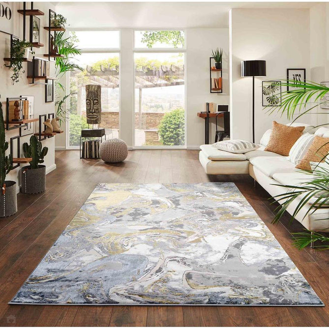 Emperor 315 Solarius EMP15 Modern Abstract Distressed Metallic Shimmer Soft Textured Hi-Lo Polyblend Short Pile Gold Rug-Desire Rugs-Rug Love - The Most Loved Rug Store