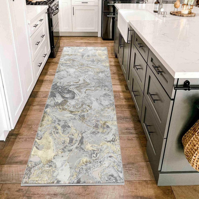 Emperor 315 Solarius EMP15 Modern Abstract Distressed Metallic Shimmer Soft Textured Hi-Lo Polyblend Short Pile Gold Rug-Desire Rugs-Rug Love - The Most Loved Rug Store