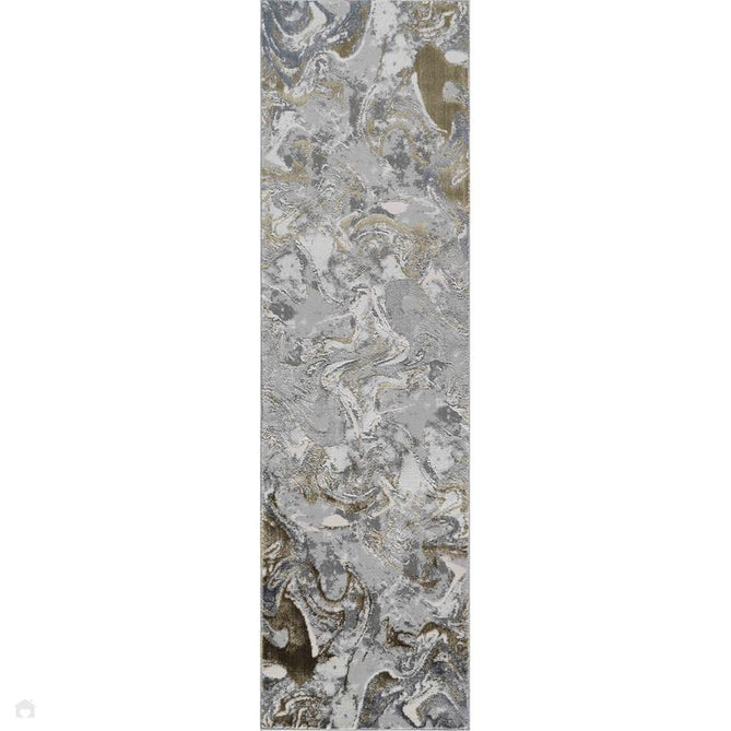 Emperor 315 Solarius EMP15 Modern Abstract Distressed Metallic Shimmer Soft Textured Hi-Lo Polyblend Short Pile Gold Runner