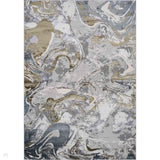 Emperor 315 Solarius EMP15 Modern Abstract Distressed Metallic Shimmer Soft Textured Hi-Lo Polyblend Short Pile Gold Rug