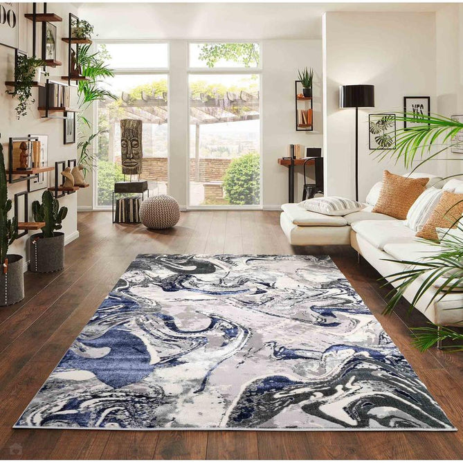 Emperor 315 Solarius EMP15 Modern Abstract Distressed Metallic Shimmer Soft Textured Hi-Lo Polyblend Short Pile Navy Rug-Desire Rugs-Rug Love - The Most Loved Rug Store