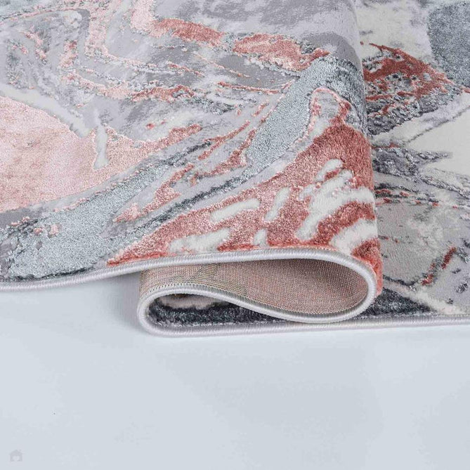 Emperor 315 Solarius EMP15 Modern Abstract Distressed Metallic Shimmer Soft Textured Hi-Lo Polyblend Short Pile Pink Runner