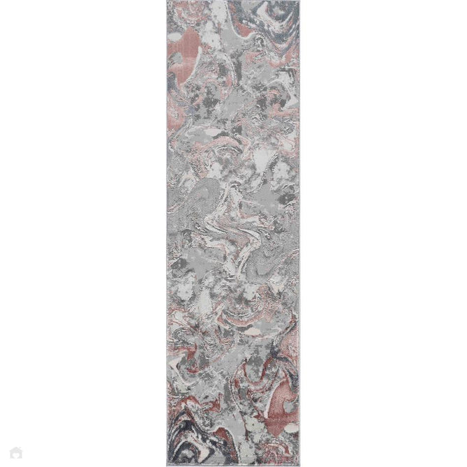 Emperor 315 Solarius EMP15 Modern Abstract Distressed Metallic Shimmer Soft Textured Hi-Lo Polyblend Short Pile Pink Runner