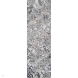 Emperor 315 Solarius EMP15 Modern Abstract Distressed Metallic Shimmer Soft Textured Hi-Lo Polyblend Short Pile Silver Runner