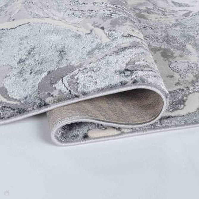 Emperor 315 Solarius EMP15 Modern Abstract Distressed Metallic Shimmer Soft Textured Hi-Lo Polyblend Short Pile Silver Rug-Desire Rugs-Rug Love - The Most Loved Rug Store