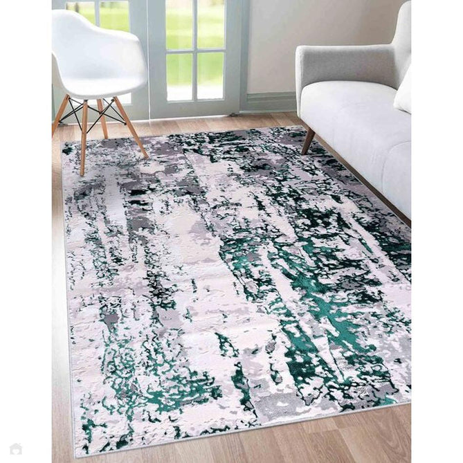 Emperor 320 Styra EMP20 Modern Abstract Distressed Metallic Shimmer Soft Textured Hi-Lo Polyblend Short Pile Aqua Rug-Desire Rugs-Rug Love - The Most Loved Rug Store