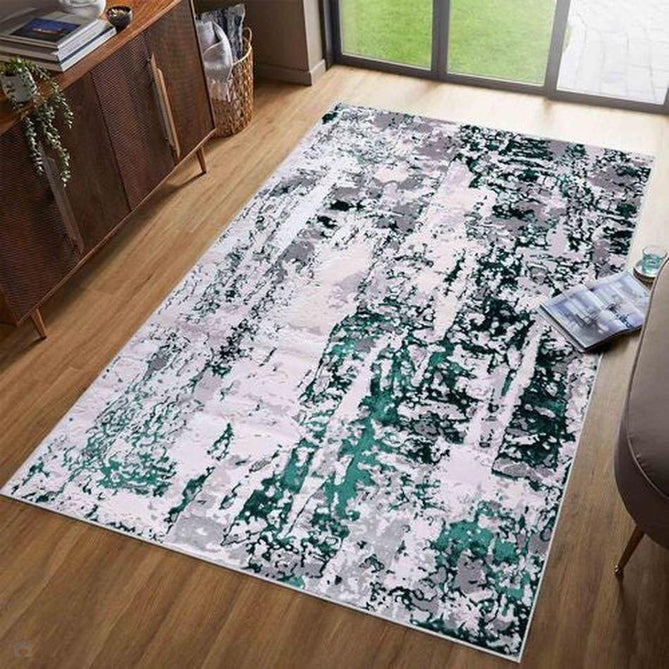 Emperor 320 Styra EMP20 Modern Abstract Distressed Metallic Shimmer Soft Textured Hi-Lo Polyblend Short Pile Aqua Rug-Desire Rugs-Rug Love - The Most Loved Rug Store