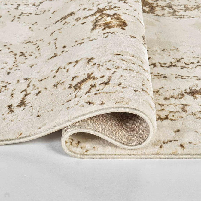 Emperor 320 Styra EMP20 Modern Abstract Distressed Metallic Shimmer Soft Textured Hi-Lo Polyblend Short Pile Beige Runner