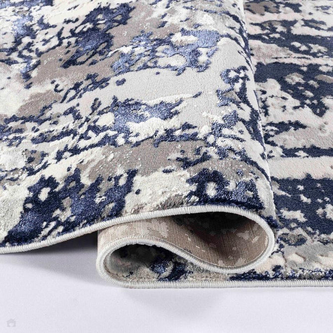 Emperor 320 Styra EMP20 Modern Abstract Distressed Metallic Shimmer Soft Textured Hi-Lo Polyblend Short Pile Navy Rug-Desire Rugs-Rug Love - The Most Loved Rug Store