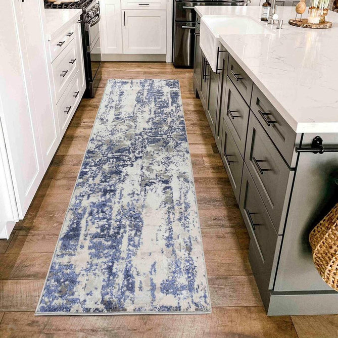 Emperor 320 Styra EMP20 Modern Abstract Distressed Metallic Shimmer Soft Textured Hi-Lo Polyblend Short Pile Navy Rug-Desire Rugs-Rug Love - The Most Loved Rug Store